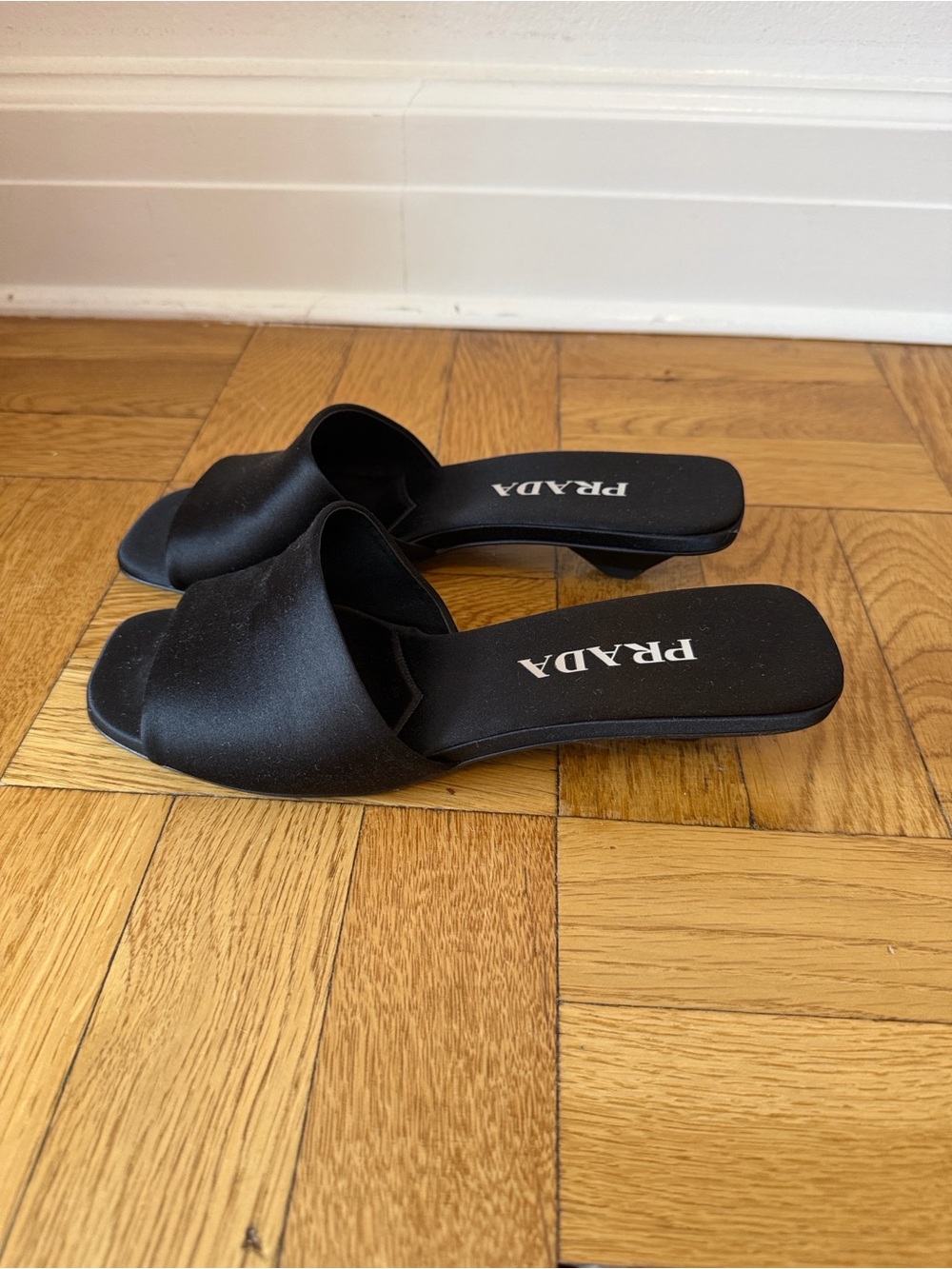 Prada Black Satin Open-Toe Slide Mules - Picture 6 of 6